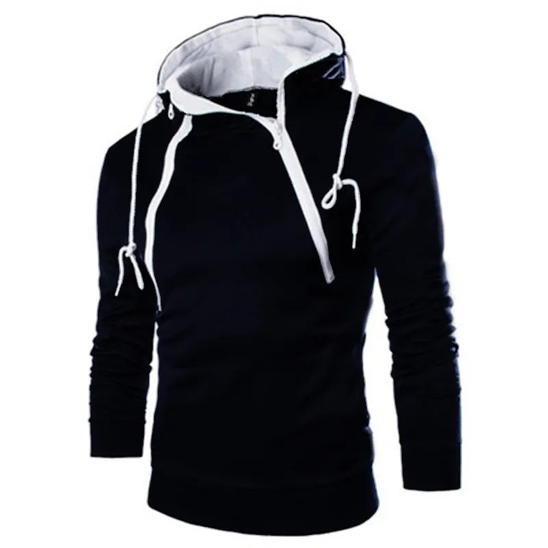 Street-wave Hooded Sweatshirt High Neck Design Cozy Streetwear For Men And Women