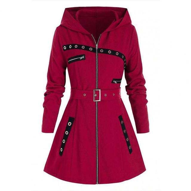 Street-wave Tessa Coat Warm And Comfortable For Women Belted Zippered Outerwear With Grommet Details