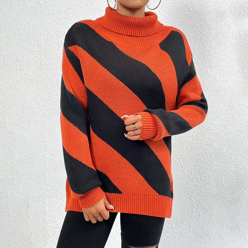 Street-wave Striped Knit Pullover Oversized Cozy Sweater For Women Winter Fashion Essential