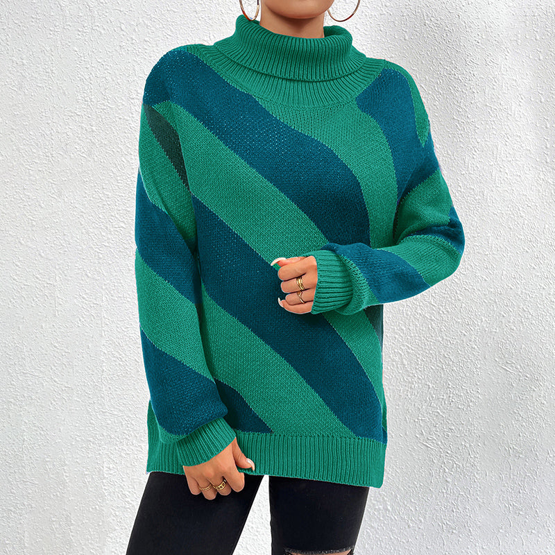Street-wave Striped Knit Pullover Oversized Cozy Sweater For Women Winter Fashion Essential