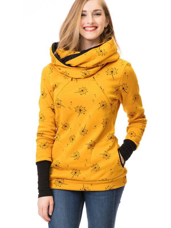 Street Wave Maternity Nursing Sweater Soft With Floral Print And Pockets For Expectant Moms
