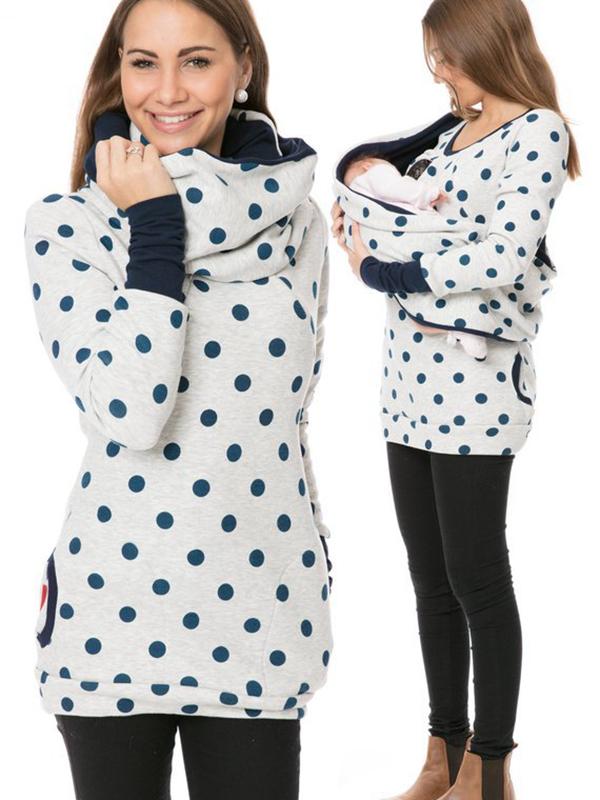 Street Wave Maternity Nursing Sweater Soft With Floral Print And Pockets For Expectant Moms