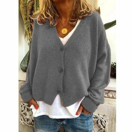 Street-wave Womens Long V-Neck Cardigan Cozy Knit Lightweight Open Front Jacket Casual