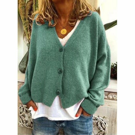 Street-wave Womens Long V-Neck Cardigan Cozy Knit Lightweight Open Front Jacket Casual