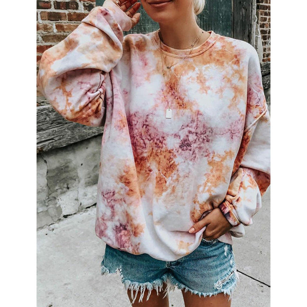 Street-Wave Women Batik Tie Dye Sweatshirt For Casual Chic Comfort And Everyday Streetwear