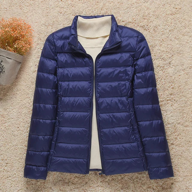 Street-Wave Lightweight Puffer Jacket For Women With Stand Collar Timeless Style And Warmth