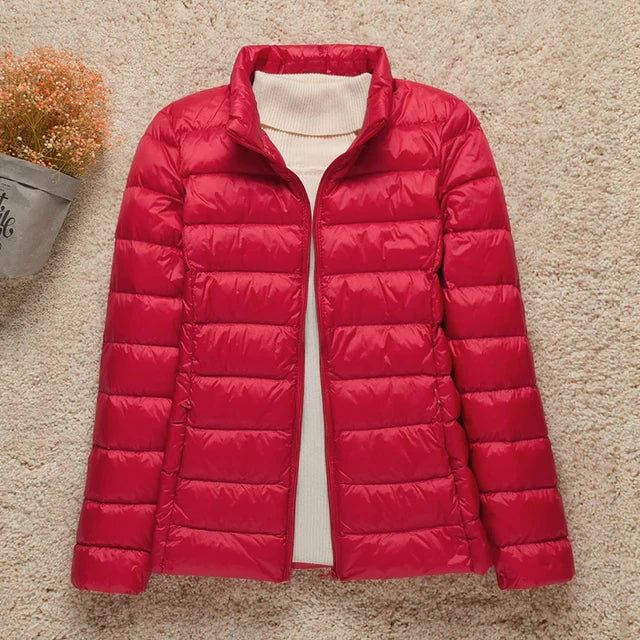 Street-Wave Lightweight Puffer Jacket For Women With Stand Collar Timeless Style And Warmth