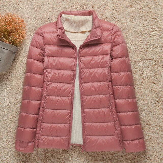 Street-Wave Lightweight Puffer Jacket For Women With Stand Collar Timeless Style And Warmth