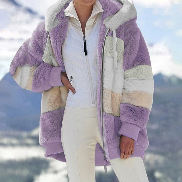 Street-Wave Azalea Hooded Fleece Jacket For Cold Outdoor Enthusiasts - Cozy Warmth, All Season Comfort