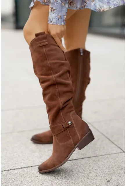 Street Wave Womens Knee High Boots Suede Leather Timeless Elegance All Day Comfort