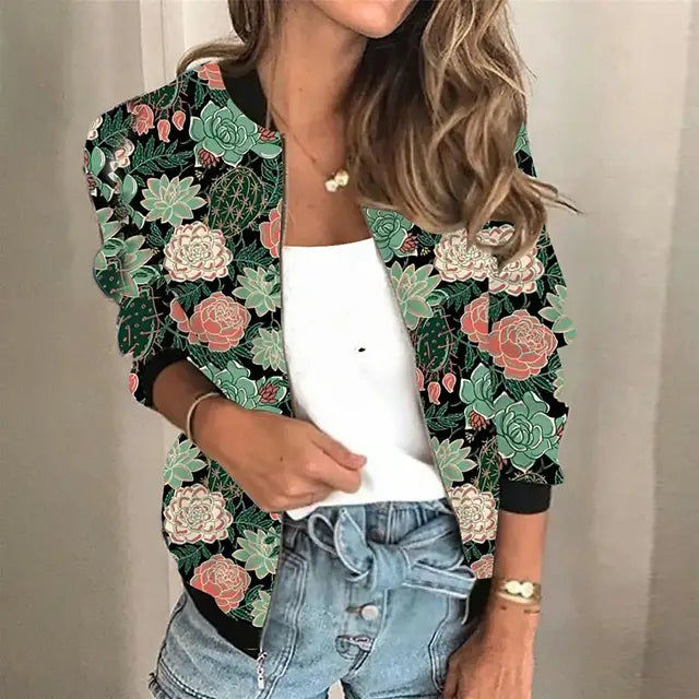 Street-wave Casual Short Jacket with Vibrant Paint Splatter Design for Stylish Women