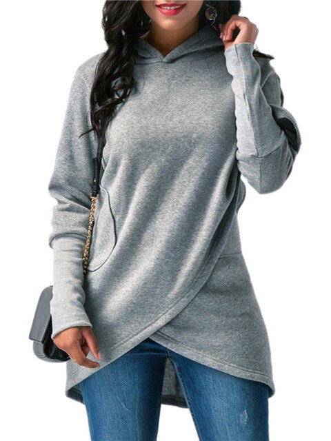 Street-Wave Hoodie For Women - Elegant Cozy Longline Hooded Pullover With Layered Cape Detail