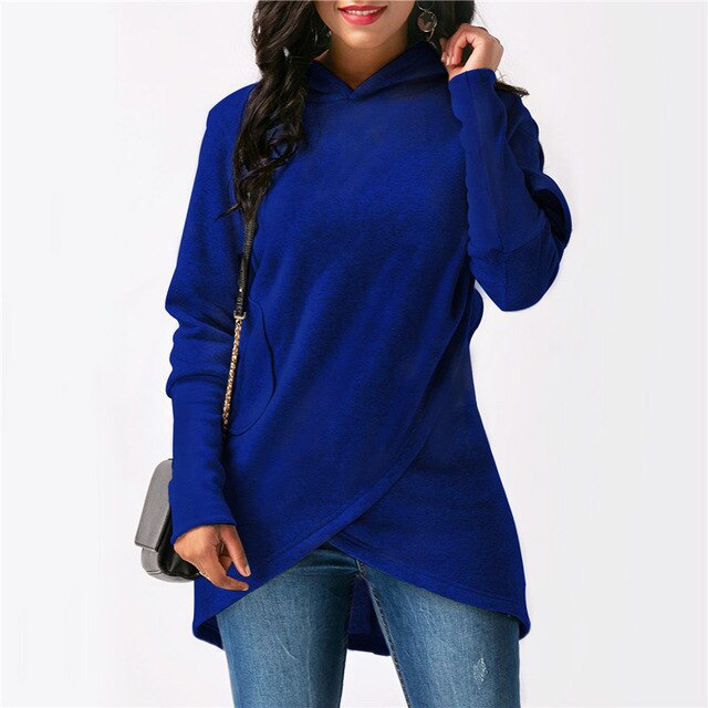 Street-Wave Hoodie For Women - Elegant Cozy Longline Hooded Pullover With Layered Cape Detail
