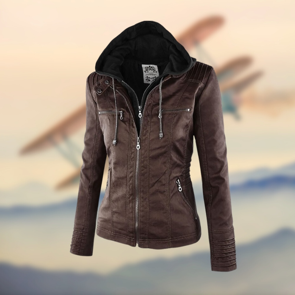 Street Wave Faux Leather Jacket For Women With Tailored Fit Zipper Pockets And Modern Style