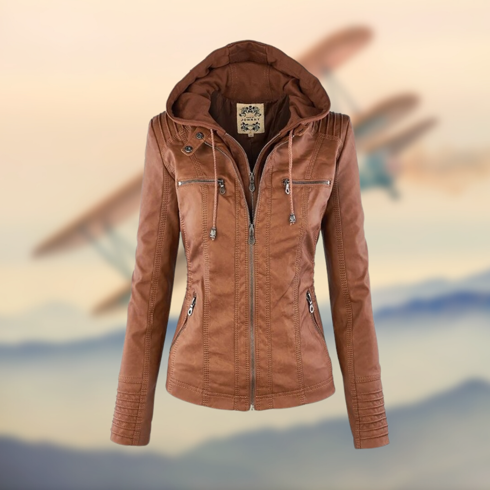 Street Wave Faux Leather Jacket For Women With Tailored Fit Zipper Pockets And Modern Style