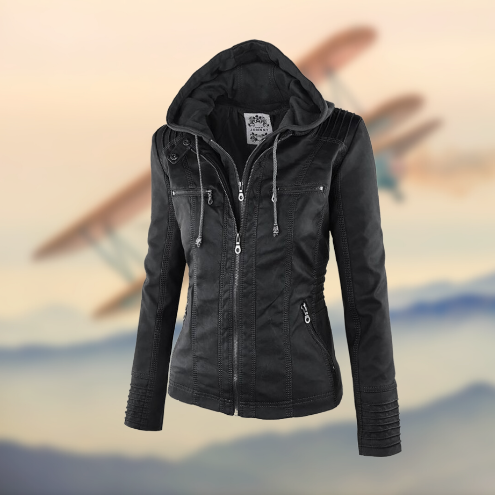 Street Wave Faux Leather Jacket For Women With Tailored Fit Zipper Pockets And Modern Style