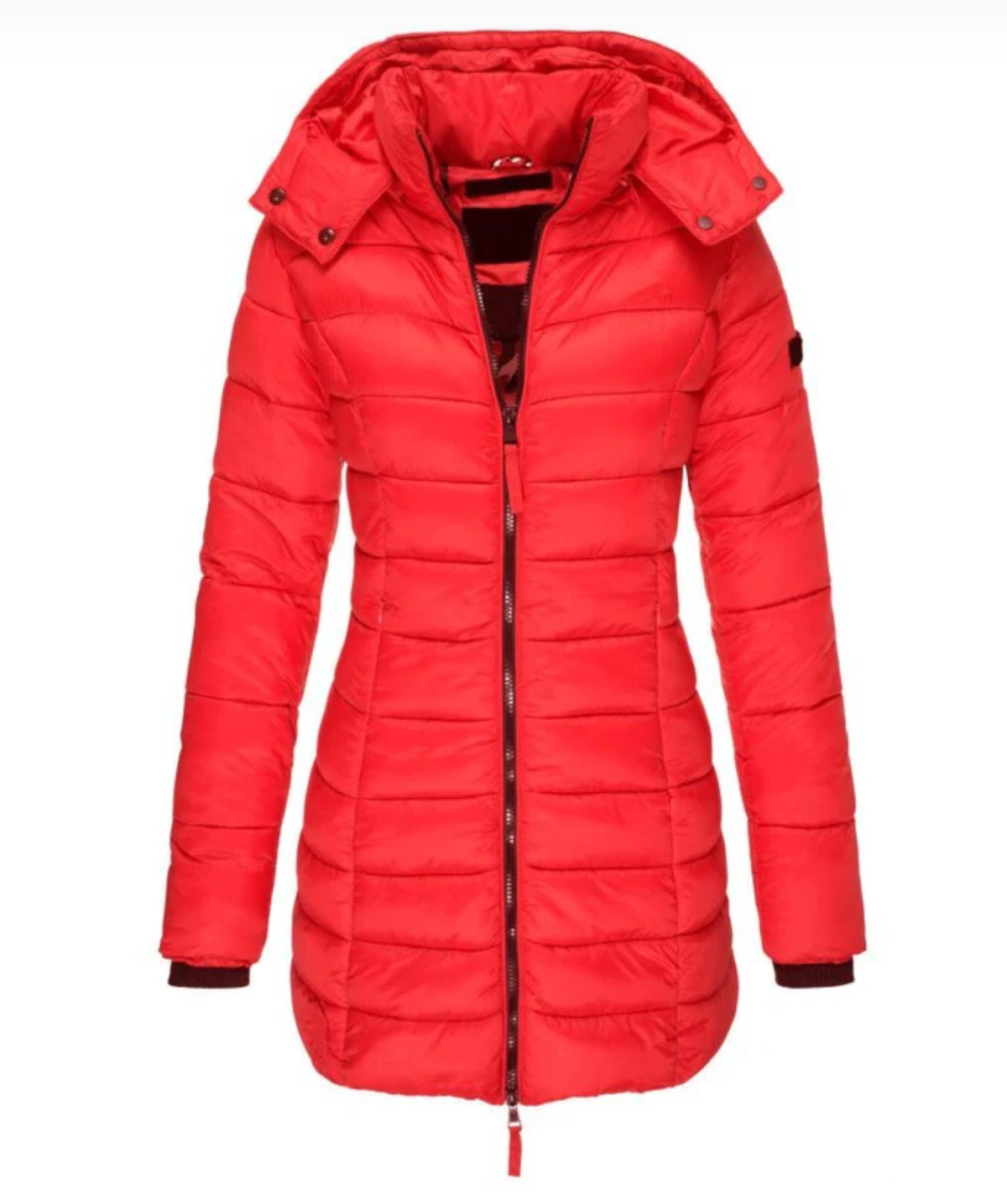 Street-Wave Women's Hooded Down Puffer Coat With Full Zip Front For Winter Warmth And Style