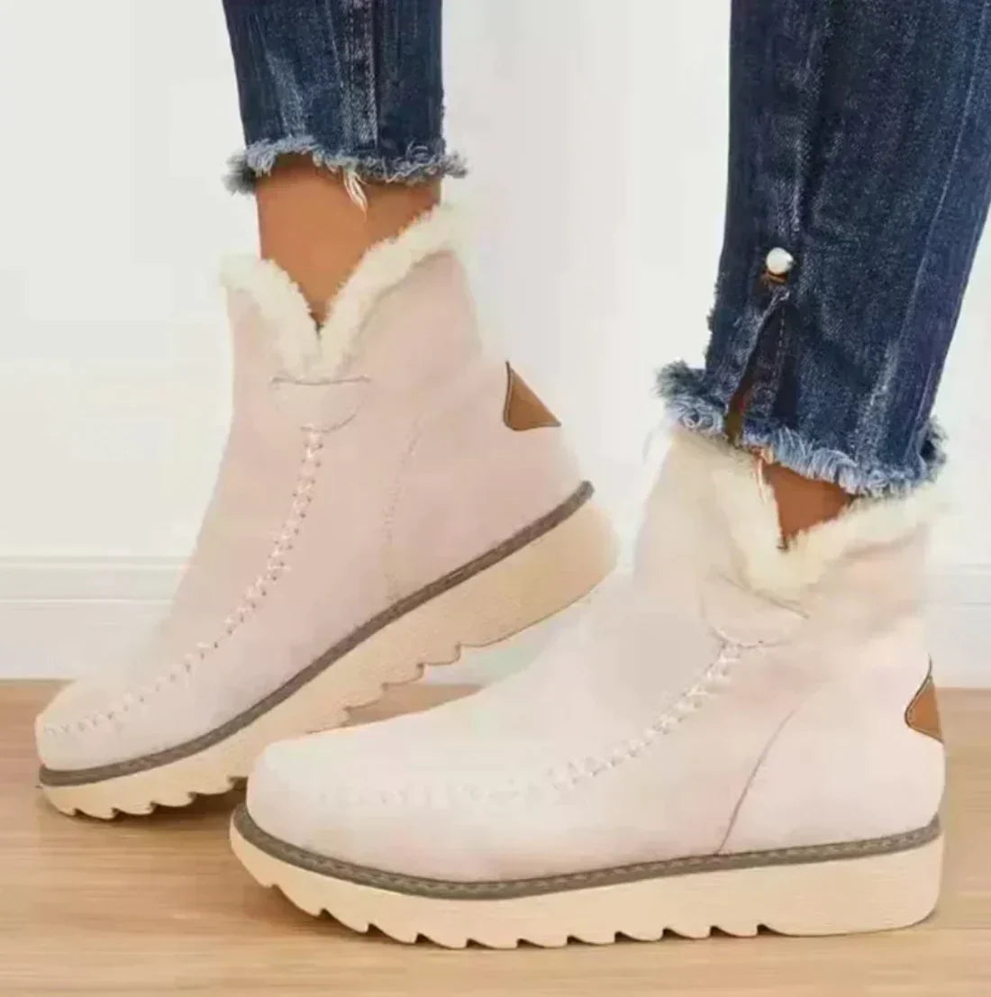 Street-wave Faux Suede Snow Boots With Cotton Lining Cozy Retro Winter Boots For Women