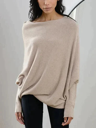 Street-wave Off Shoulder Knit Sweater For Women Cozy Everyday Style Modern Lounge Pullover
