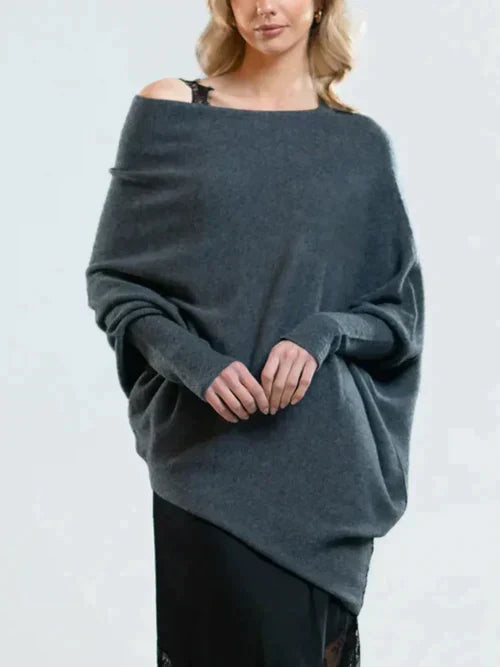 Street-wave Off Shoulder Knit Sweater For Women Cozy Everyday Style Modern Lounge Pullover