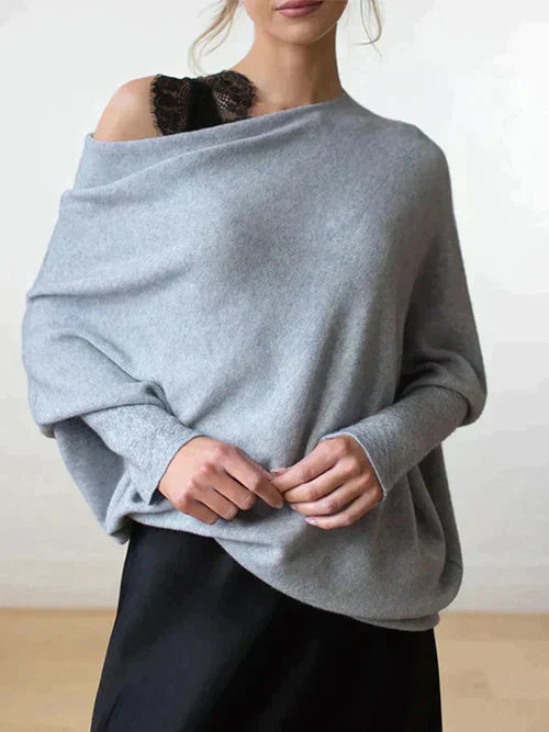 Street-wave Off Shoulder Knit Sweater For Women Cozy Everyday Style Modern Lounge Pullover
