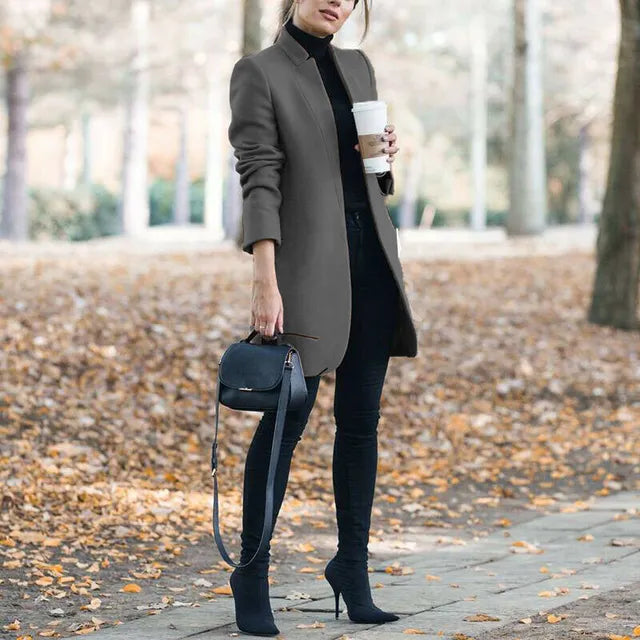 Street-wave Wool Coat With Robust Collar For Women Elegant Versatile Outerwear Premium Materials