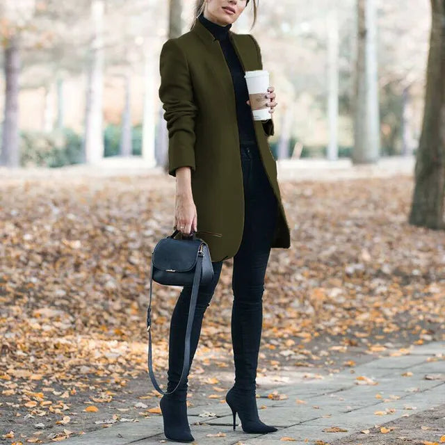Street-wave Wool Coat With Robust Collar For Women Elegant Versatile Outerwear Premium Materials