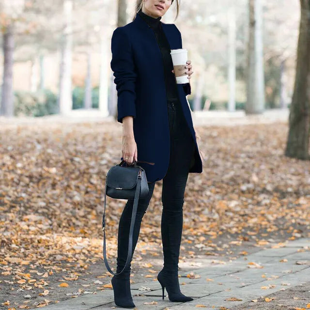 Street-wave Wool Coat With Robust Collar For Women Elegant Versatile Outerwear Premium Materials