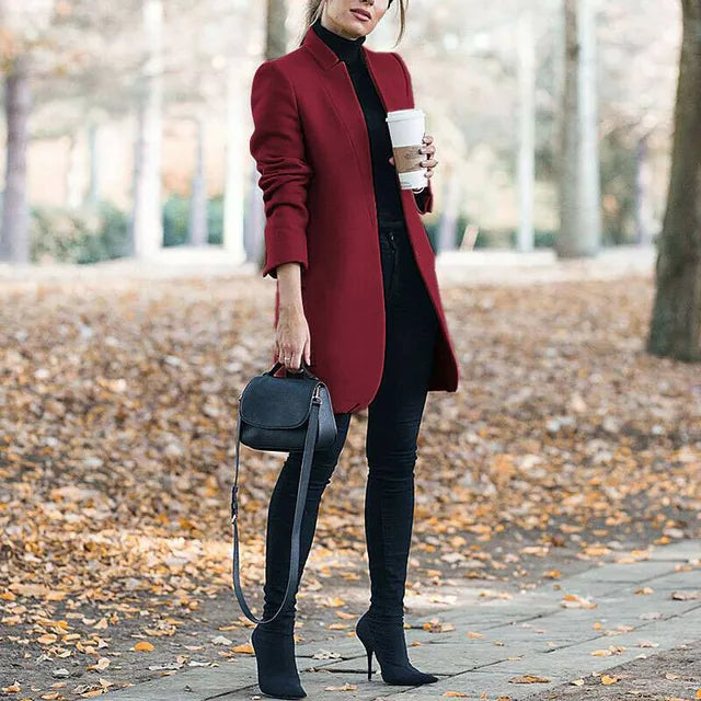 Street-wave Wool Coat With Robust Collar For Women Elegant Versatile Outerwear Premium Materials