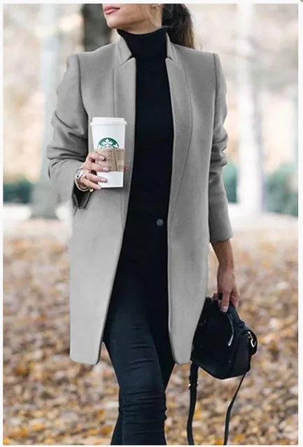 Street-wave Wool Coat With Robust Collar For Women Elegant Versatile Outerwear Premium Materials