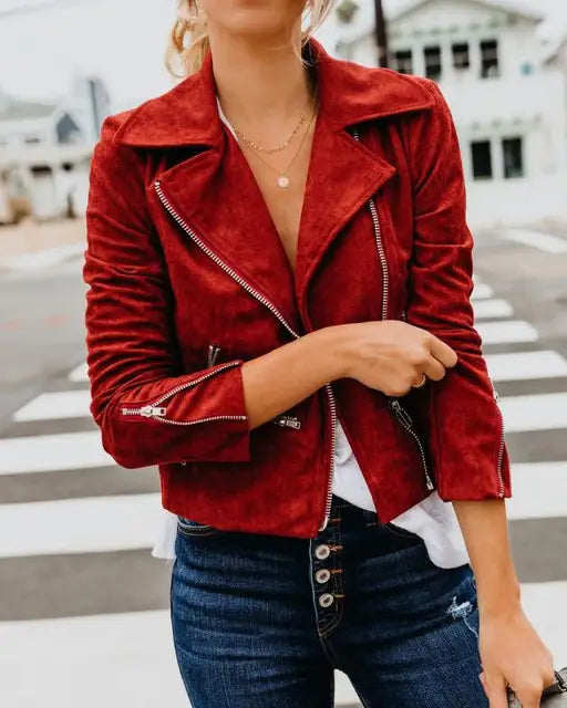 Street-wave Faux Suede Jacket For Women, Timeless Vintage Style With Ultra Comfort And Durable Build