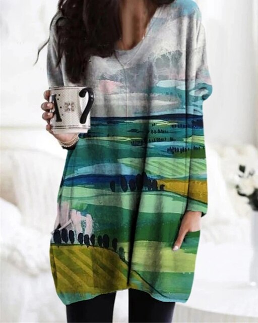 Street-wave Womens Longline Knit Pullover With Chevron Color Block Pattern For Cozy Warmth
