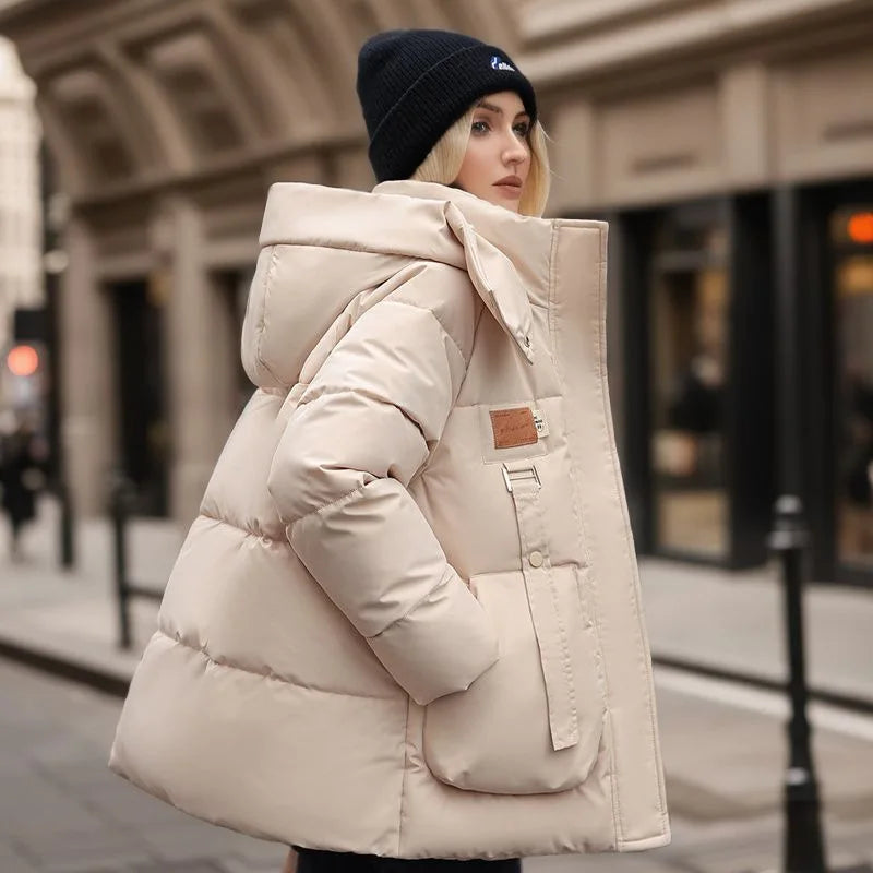 Street-wave Winter Puffer Jacket For Women, Ultra Warm Down-Cotton Blend, Cozy Streetwear