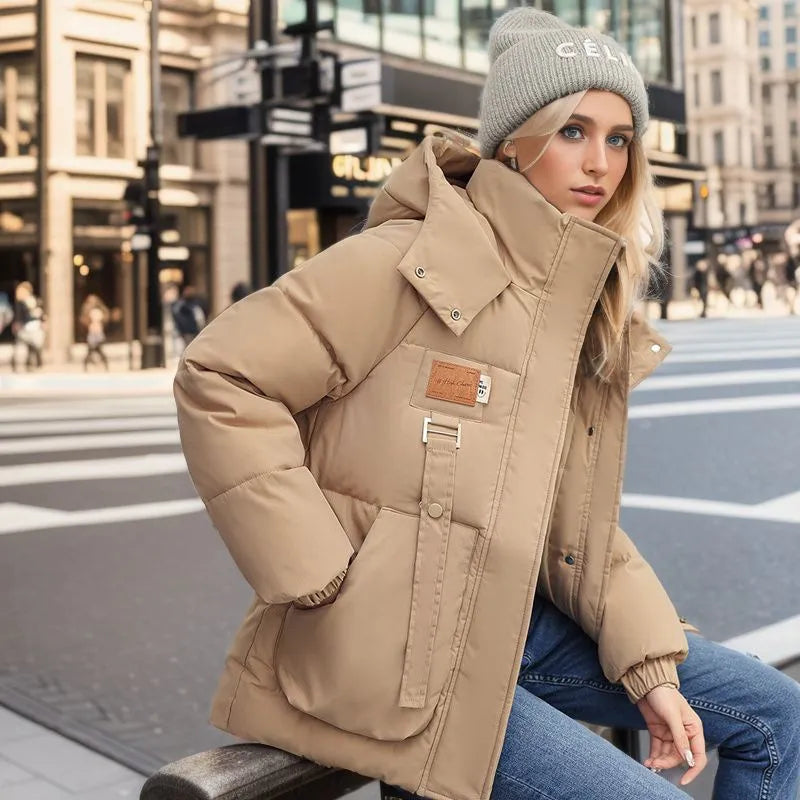 Street-wave Winter Puffer Jacket For Women, Ultra Warm Down-Cotton Blend, Cozy Streetwear
