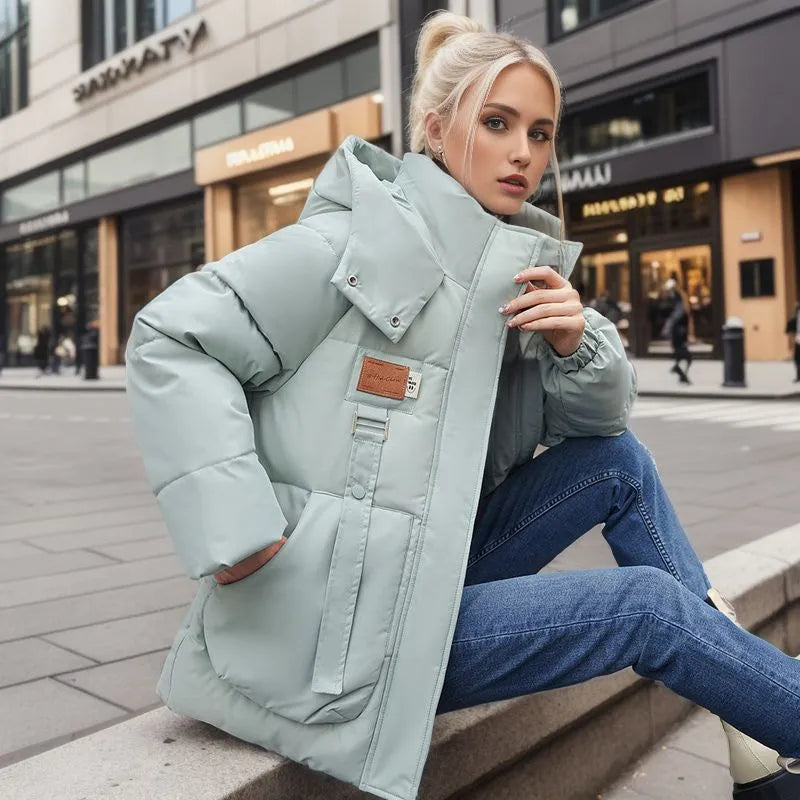 Street-wave Puffer Winter Coat For Women Cozy Warmth Hooded Insulated Comfort For Modern Ladies