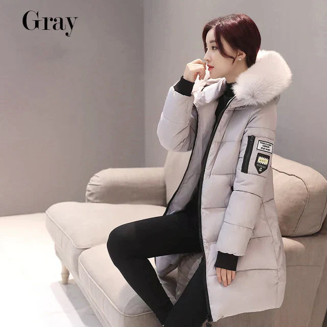 Street Wave Women Parka Jacket Warm Weatherproof Coat With Fur Hood For Chic Winter