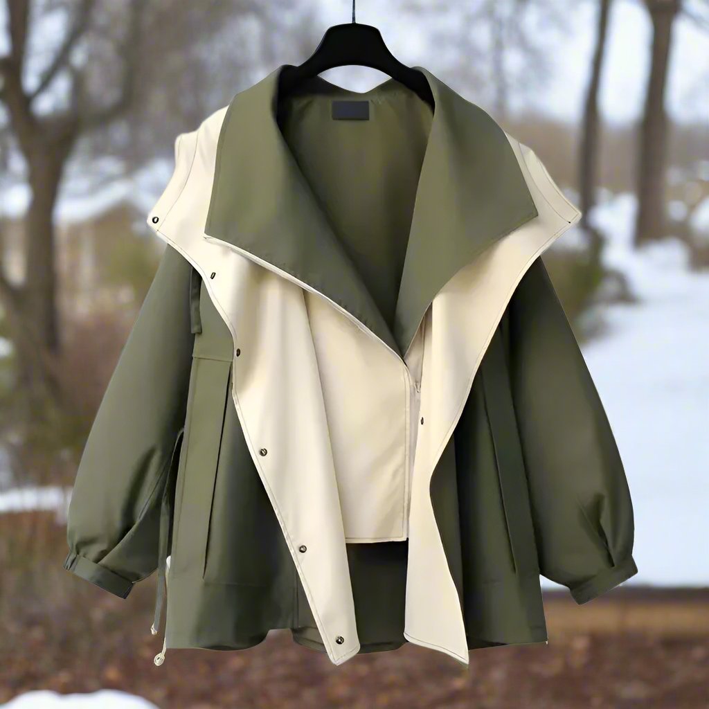 Cotton Jacket With Draped Collar And Loose Fit Street-wave For Modern Wardrobe And Everyday Style