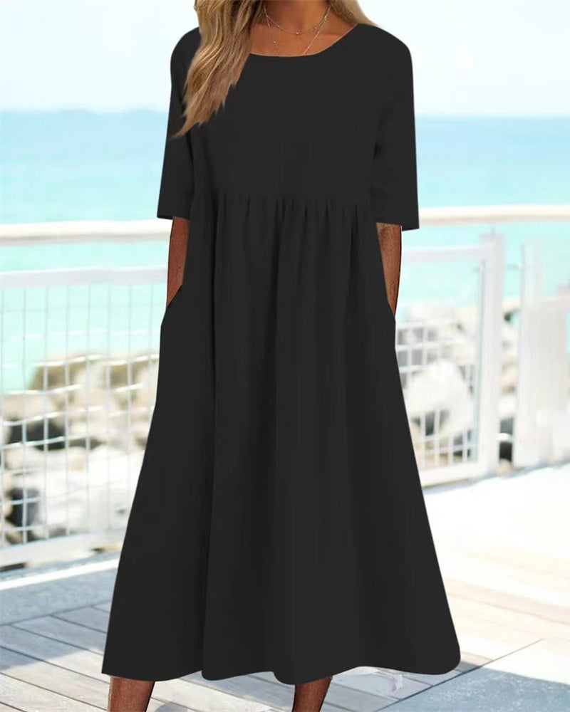 Street Wave Women's Midi Dress With Pockets Relaxed Fit