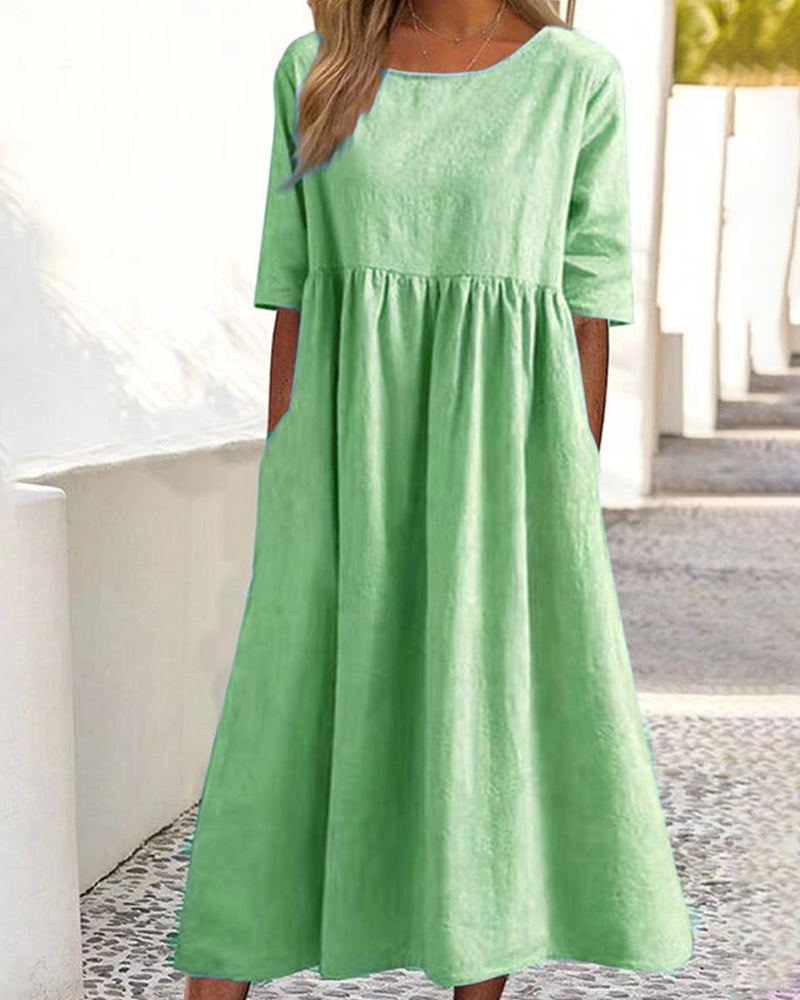 Street Wave Women's Midi Dress With Pockets Relaxed Fit