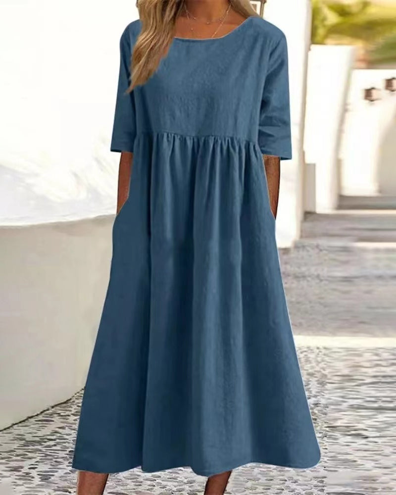 Street Wave Women's Midi Dress With Pockets Relaxed Fit