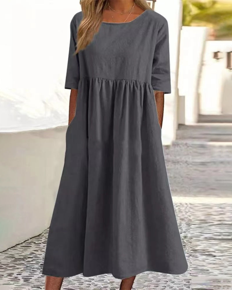 Street Wave Women's Midi Dress With Pockets Relaxed Fit