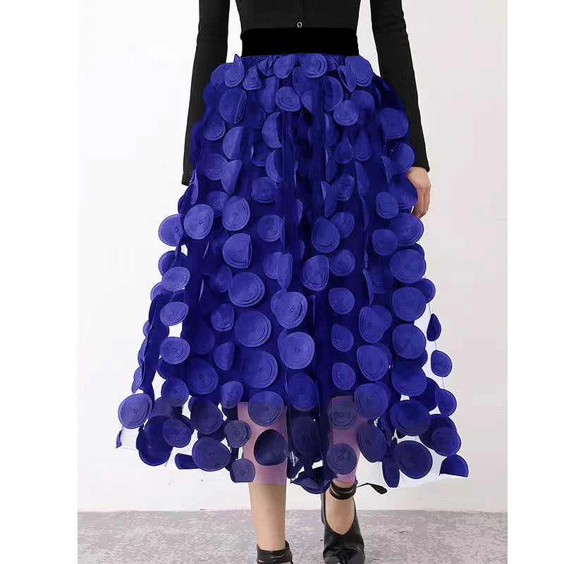 Street-Wave Polka Dot Tulle Patchwork Skirt For Women Dramatic Layered Fashion Statement