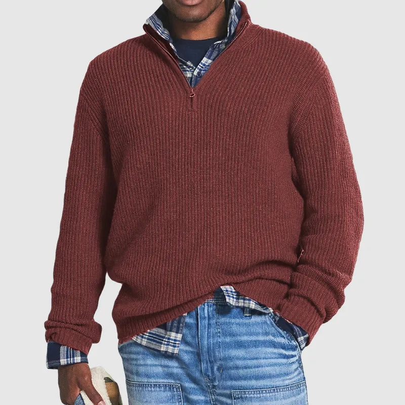 Street-Wave Zip Up Cotton Knit Cardigan For Men - Casual Cozy Everyday Essential