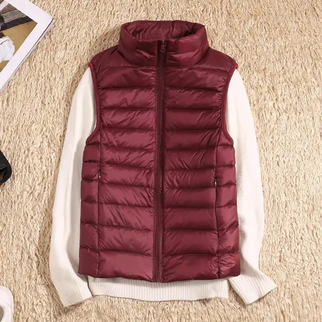 Rose Women’s Lightweight Zip Front Puffer Vest By Street-Wave