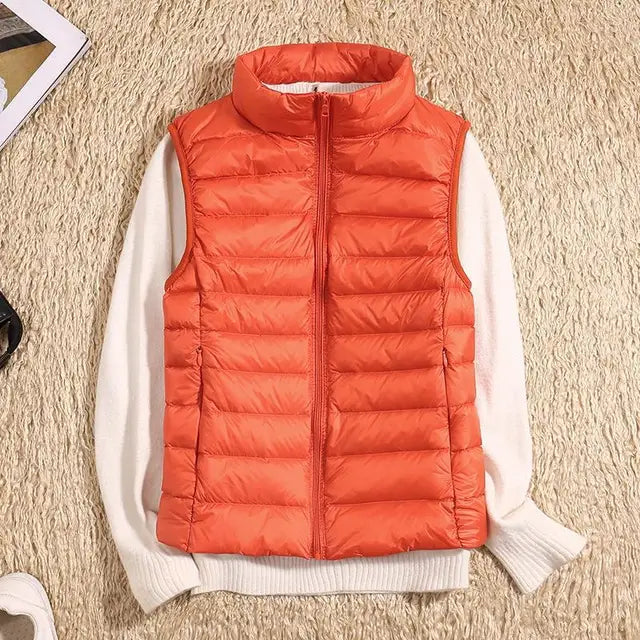Rose Women’s Lightweight Zip Front Puffer Vest By Street-Wave
