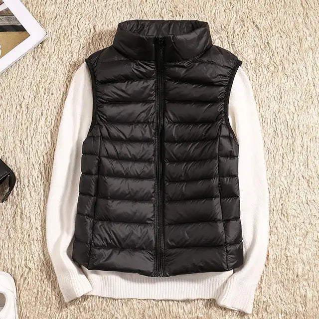 Rose Women’s Lightweight Zip Front Puffer Vest By Street-Wave