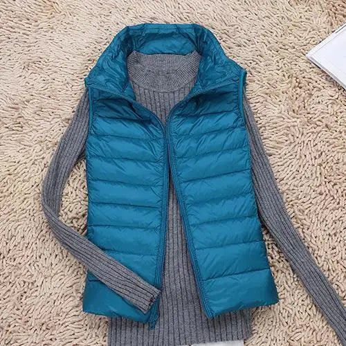Rose Women’s Lightweight Zip Front Puffer Vest By Street-Wave