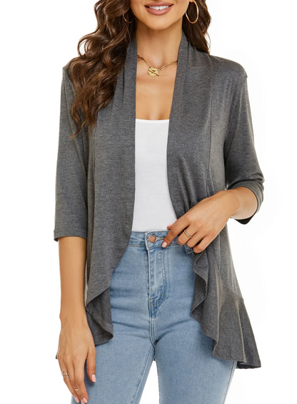 Street-wave Signature Cardigan For Women, Draped Open Front, Effortless Everyday Style