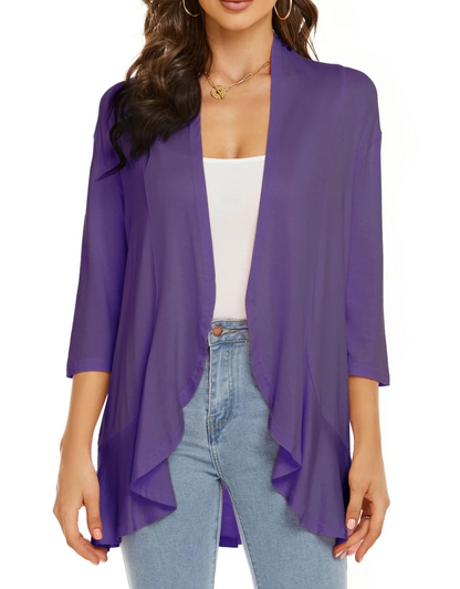 Street-wave Signature Cardigan For Women, Draped Open Front, Effortless Everyday Style