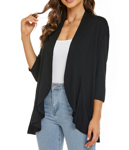Street-wave Signature Cardigan For Women, Draped Open Front, Effortless Everyday Style